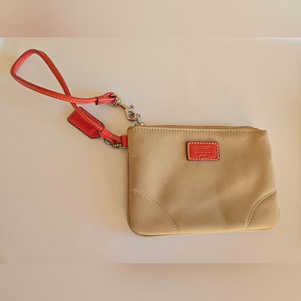 Vintage Tan Nylon Coach Wristlet